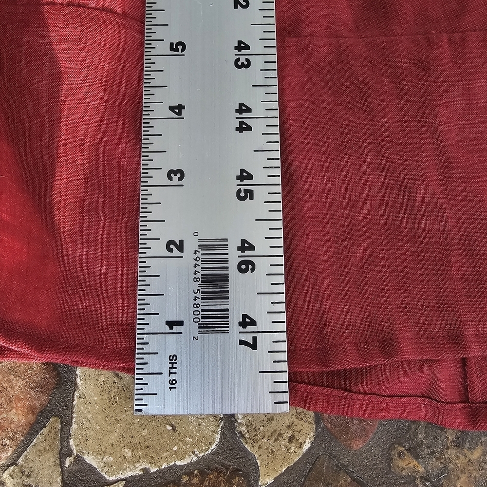 RUST Color!Vintage Carole Little Linen Dress, Rust Color Tiered Ruched, Size 12 - Picture 14 of 14
